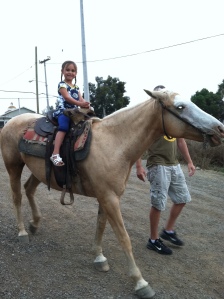 Elli got to ride the neighborhood horse